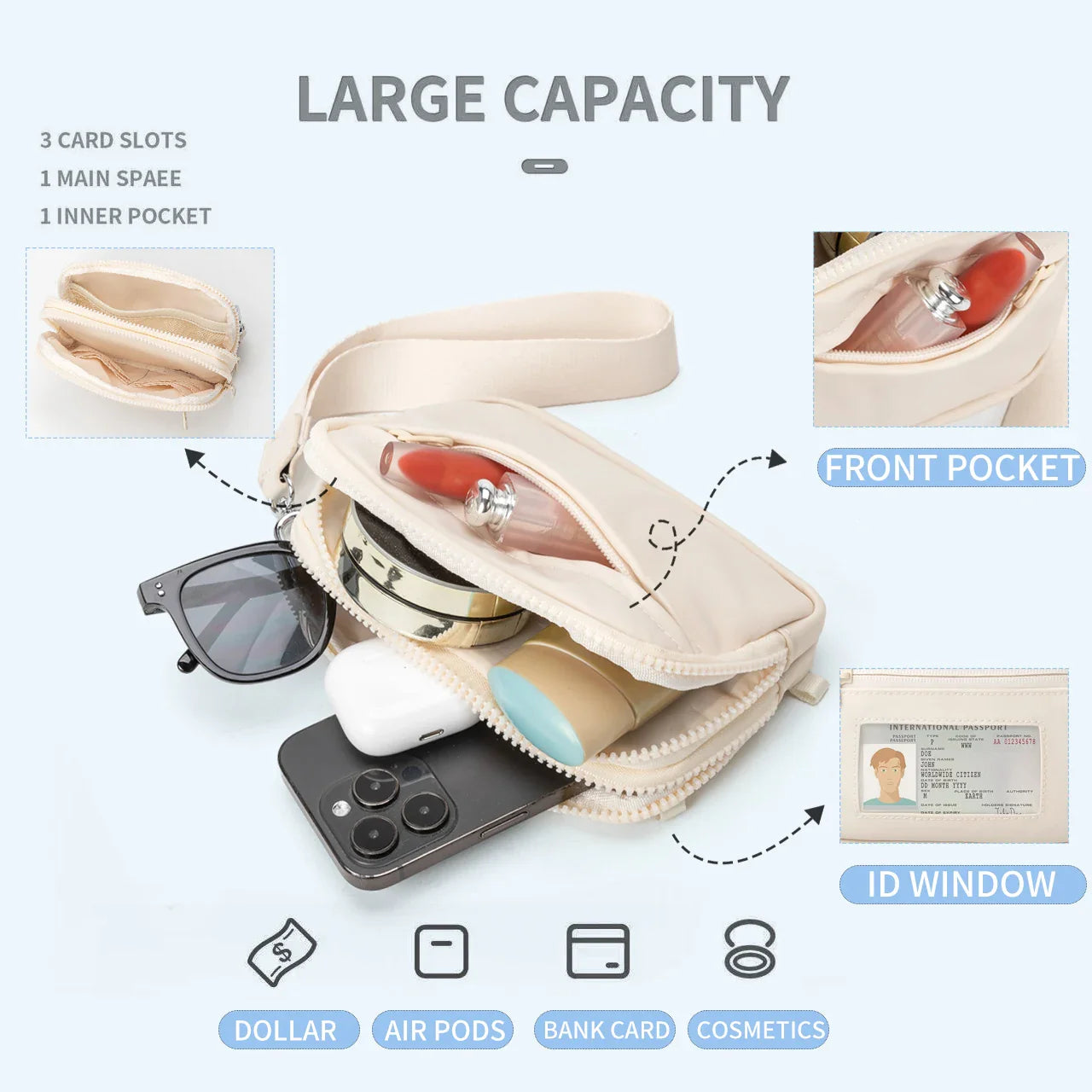 Lightweight Waterproof Fanny Pack - Stylish Crossbody Shoulder Bag for Every Adventure