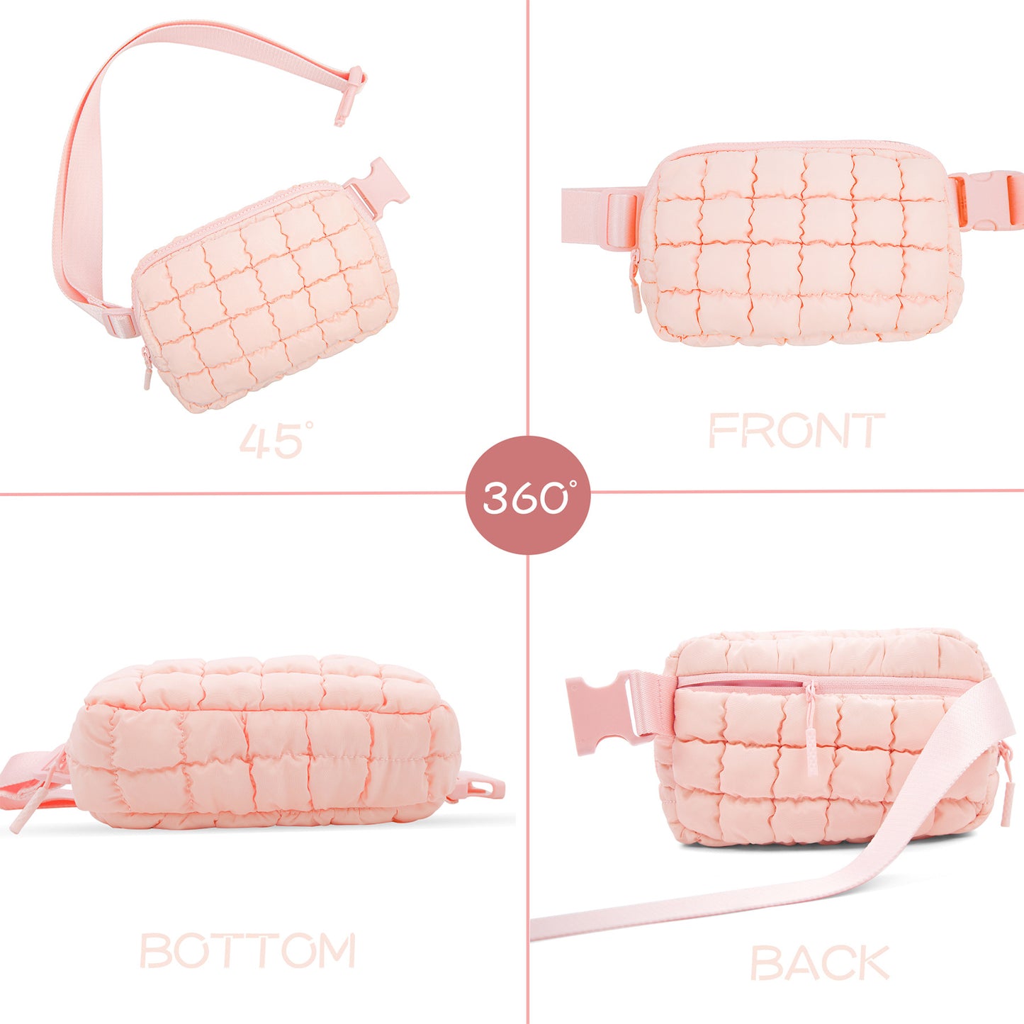 2024 New Down Bag Fashion Rhombus Travel Backpack Casual Versatile Puff Bag Fanny Pack