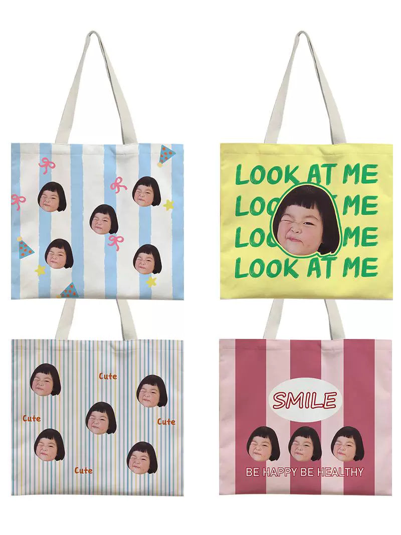 Custom Pet Photo Tote Bag – Personalized Canvas Bag for Dog & Cat Lovers