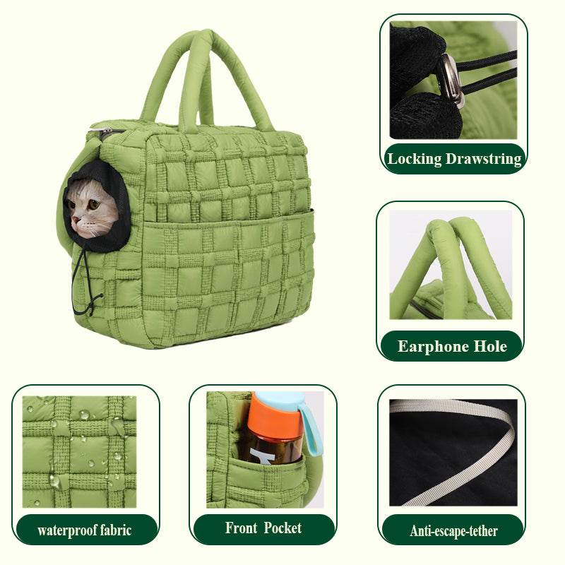 Fashion Pet Tote Bag | Locking Drawstring & Escape-Proof Tether | Multi-Carry Mode | Under 12lbs