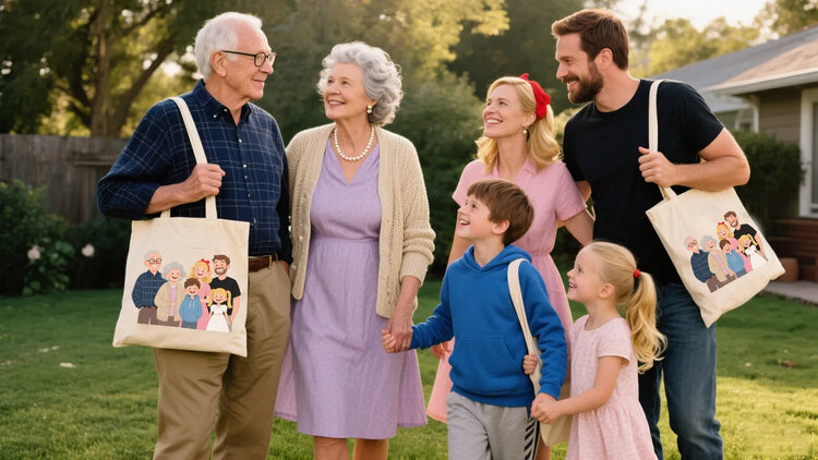 Custom bags for family with photo or kids artwork
