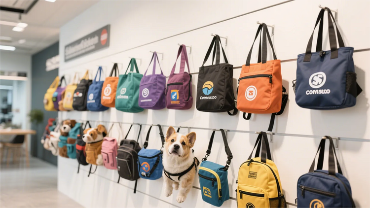 Custom pet carrier bags with logo for pet stores and events