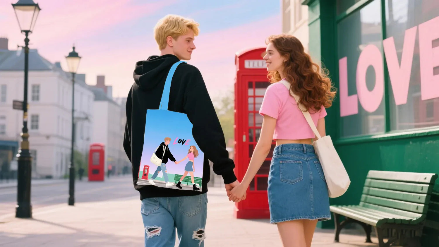 Personalized couple bags with names or Couple profile pictures, couple photos, couple commemorative photos romantic design 