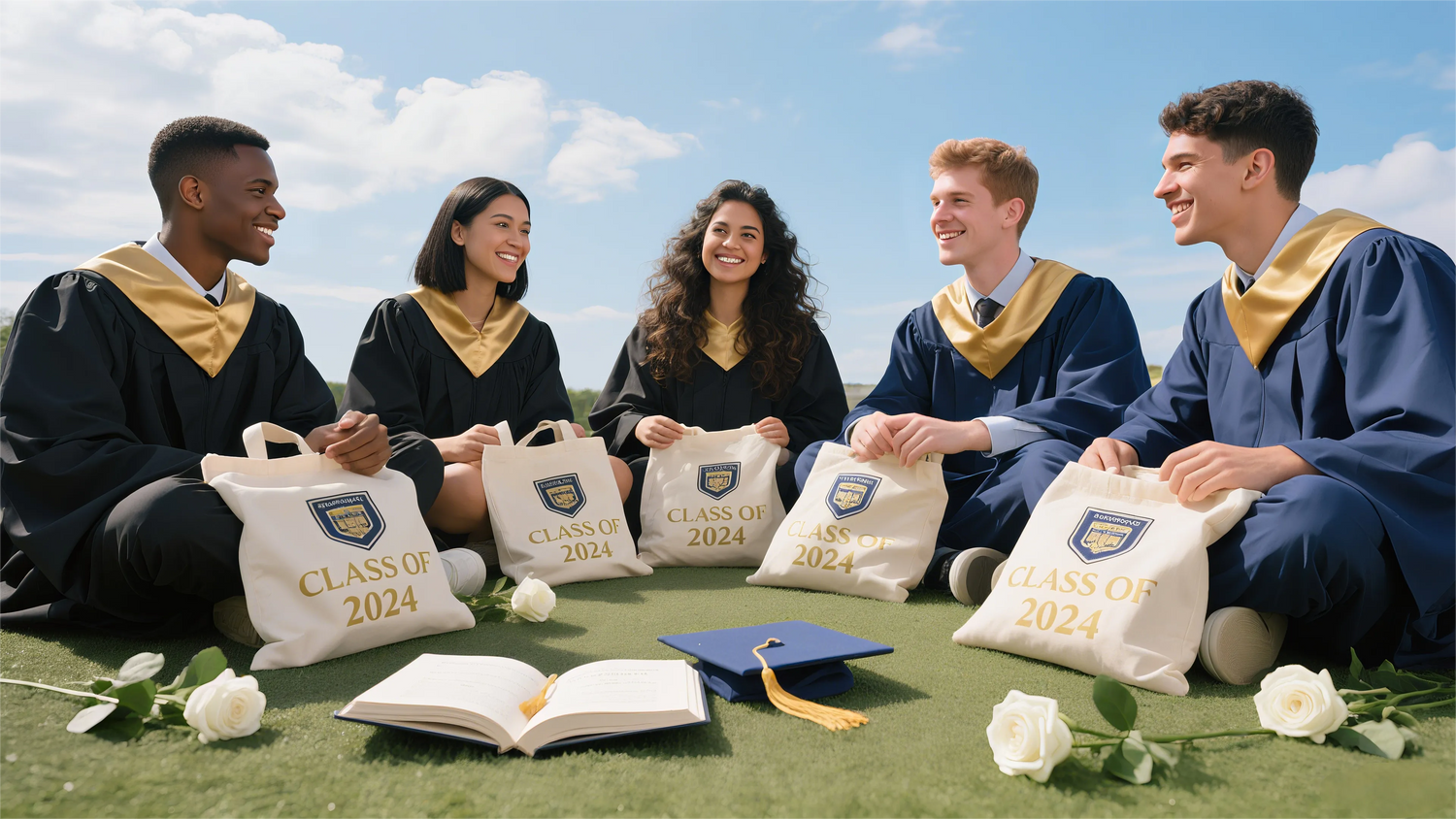 Custom graduation bags for students, teachers, and families