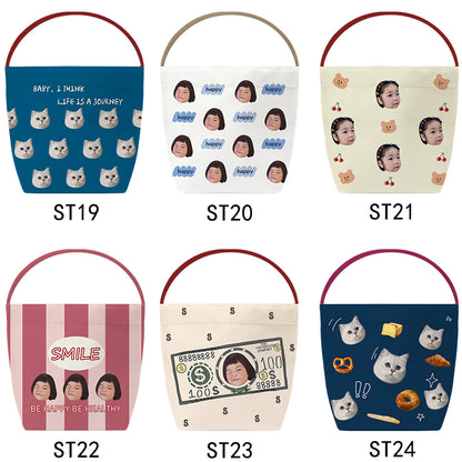 Custom Canvas Tote Bucket Bag  - 1-Piece Personalized Tote