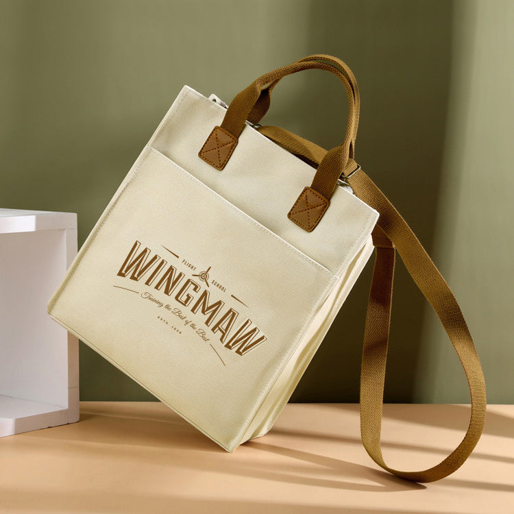 Wholesale high-end shoulder canvas bag three-dimensional messenger tote bag to print logo corporate briefcase personality