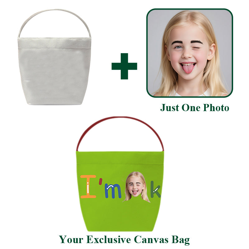 Custom Canvas Tote Bucket Bag  - 1-Piece Personalized Tote