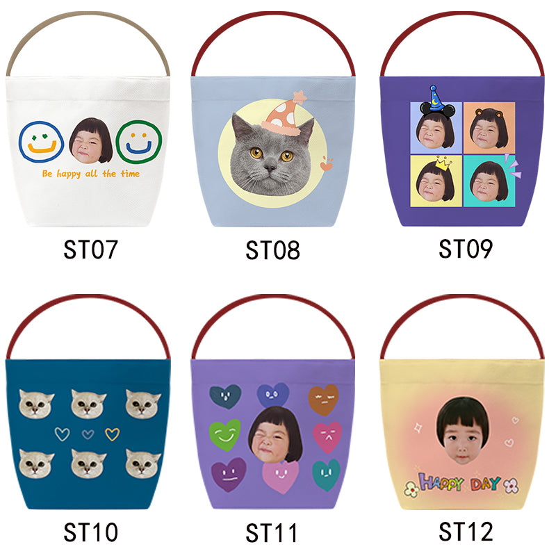 Custom Canvas Tote Bucket Bag  - 1-Piece Personalized Tote
