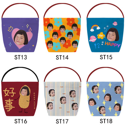 Custom Canvas Tote Bucket Bag  - 1-Piece Personalized Tote
