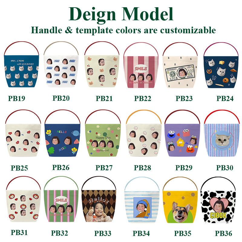 Custom Canvas Tote Bucket Bag  - 1-Piece Personalized Tote