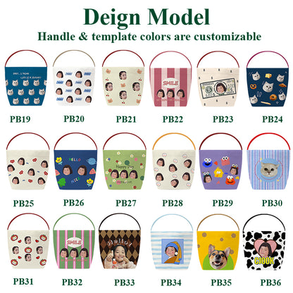 Custom Canvas Tote Bucket Bag  - 1-Piece Personalized Tote