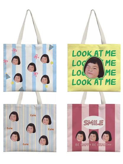 Custom Pet Photo Tote Bag – Personalized Canvas Bag for Dog & Cat Lovers