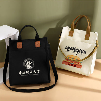 Wholesale high-end shoulder canvas bag three-dimensional messenger tote bag to print logo corporate briefcase personality