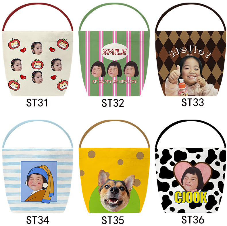 Custom Canvas Tote Bucket Bag  - 1-Piece Personalized Tote