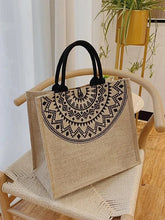 Load image into Gallery viewer, Geometric Print Linen Satchel Bag
