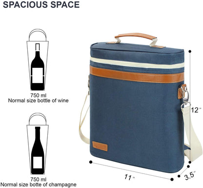 3 Bottle Wine Carrier Tote Bag