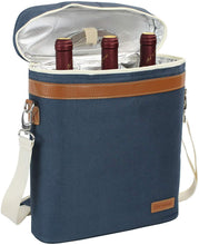 Load image into Gallery viewer, 3 Bottle Wine Carrier Tote Bag
