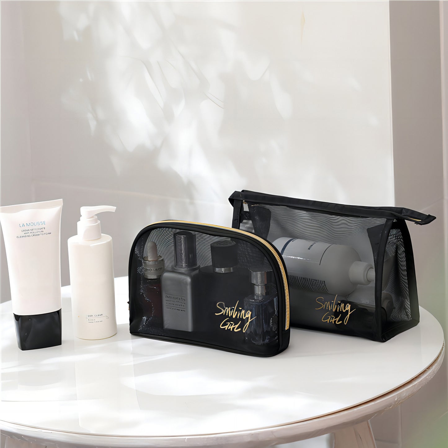 mesh makeup toiletry  bag set