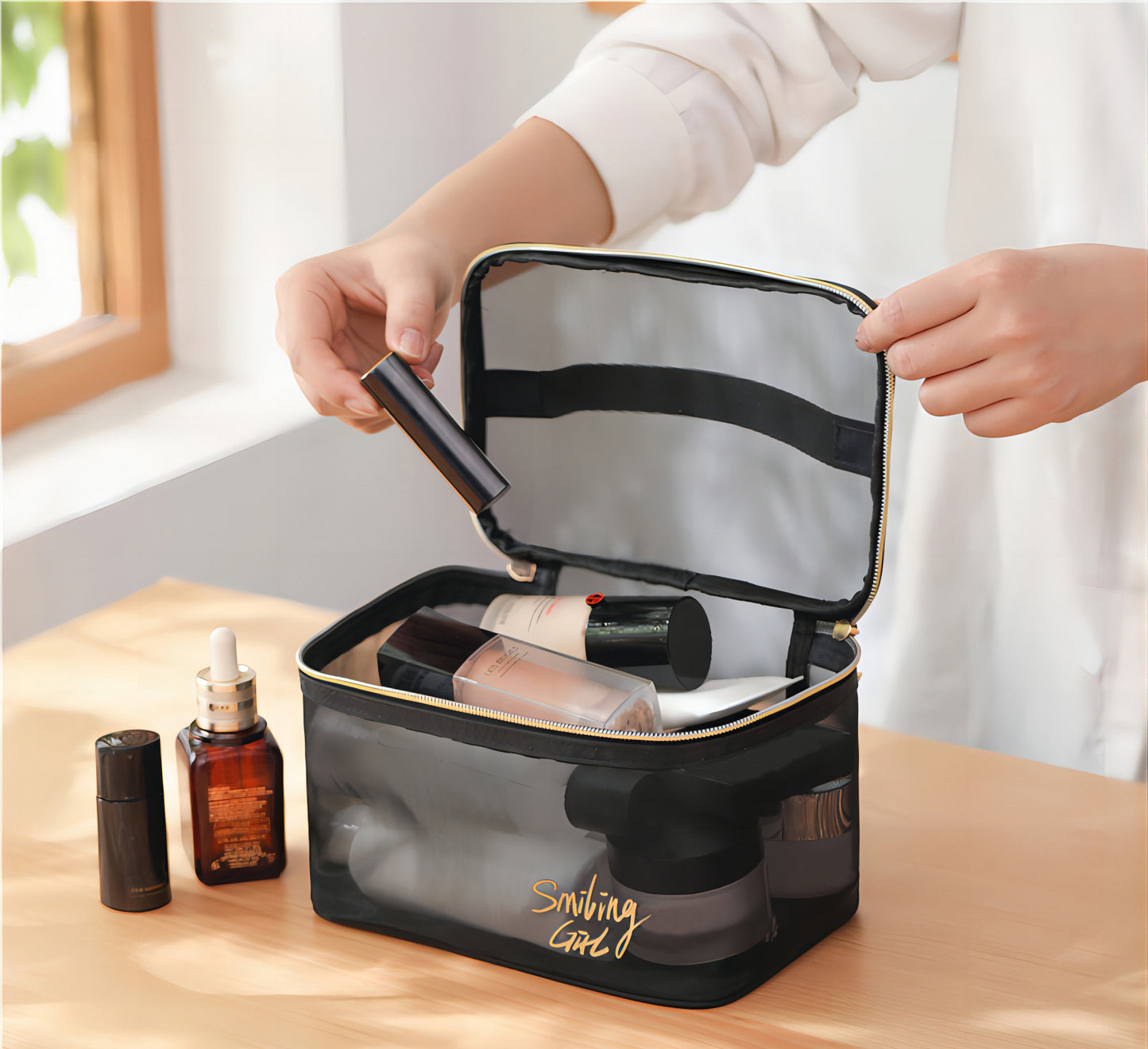 mesh makeup toiletry  bag set