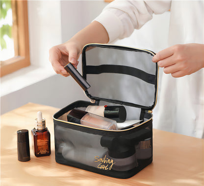 mesh makeup toiletry  bag set