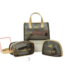 Load image into Gallery viewer, Fashion luxury transparent mesh makeup bag set
