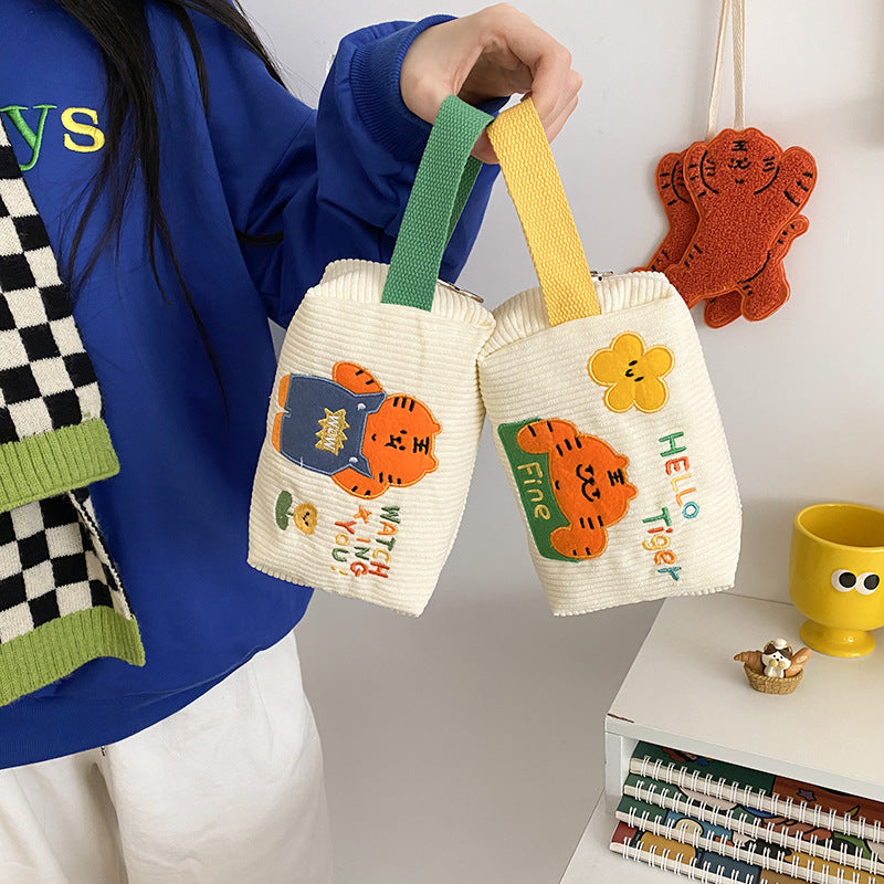 Embroidered Cute Tiger  Cosmetic  Bags