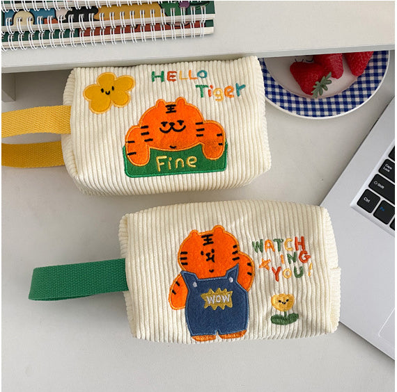 Embroidered Cute Tiger  Cosmetic  Bags