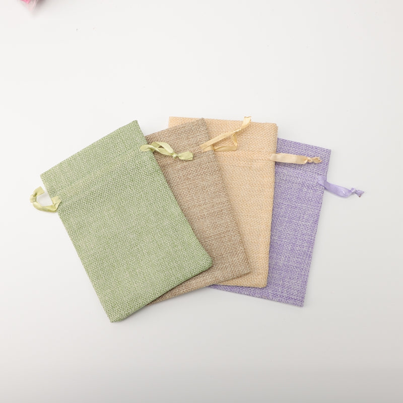 Small linen  Dust  Drawstring Pouches