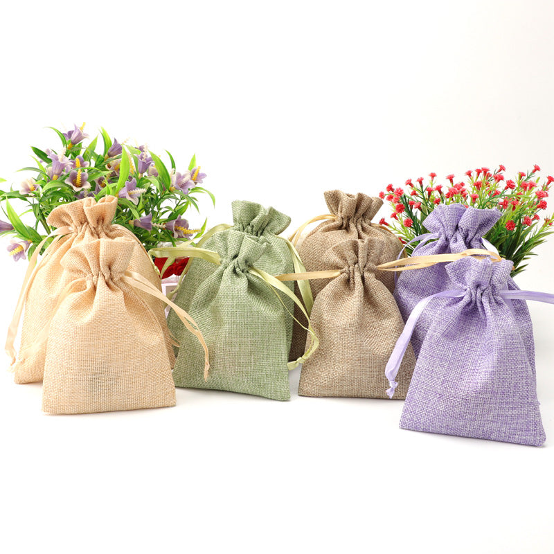 Small linen  Dust  Drawstring Pouches