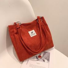 Load image into Gallery viewer, Letter Detail Corduroy Tote Bag
