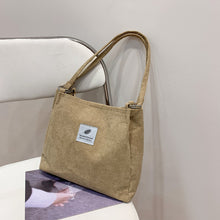 Load image into Gallery viewer, Letter Detail Corduroy Tote Bag
