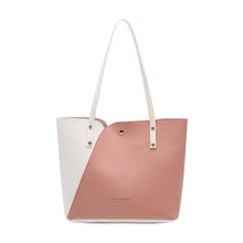 Load image into Gallery viewer, Two Tone Studded Decor Shoulder Tote Bag
