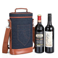 Load image into Gallery viewer, 2 Bottle Wine Carrier Tote Bag With Shoulder
