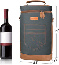 Load image into Gallery viewer, 2 Bottle Wine Carrier Tote Bag With Shoulder
